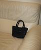 Slowslowly Camellia Handmade Crochet Raffia Mini Tote Bag _ Black