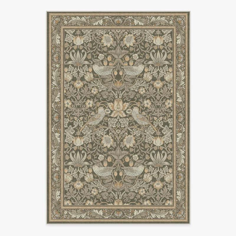Living Room Carpet Large Size Bedroom Bedside Floor Mat Machine Washable Carpets Spring Flowers Plant Retro Home Decoration Rug
