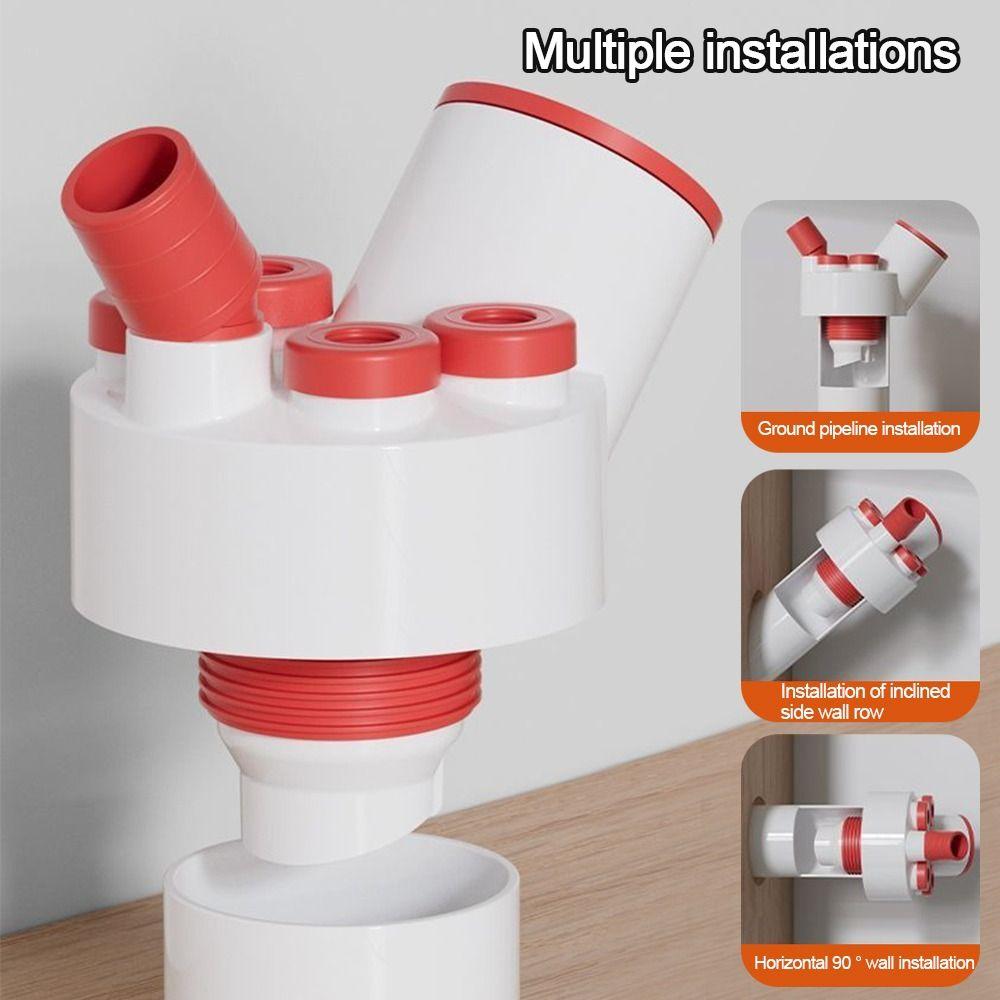 Anti Odor Kitchen Basin Sewer Branch Six--in-One Drainage Water Pipe Joint  Universal