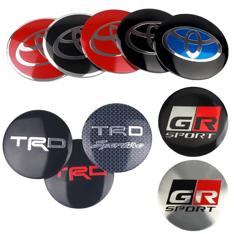 56MM 4Pcs Car Styling Aluminum Wheel Center Hub Caps Stickers For Toyota Rav4 Corolla Camry Aqua  Cross Yaris Auris TRD GR Sport FM1