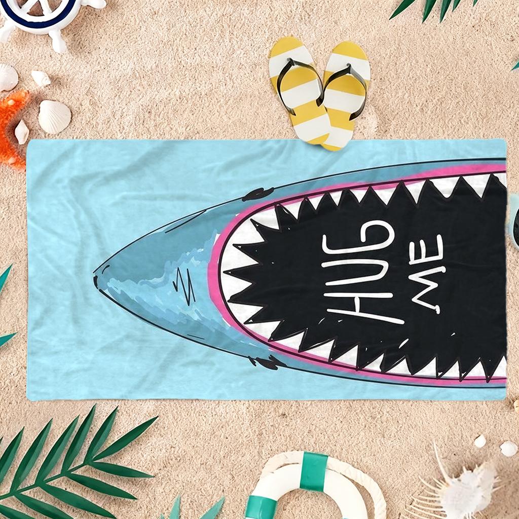 Cartoon Shark'S Mouth Beach Towel Quick-Drying Towel Suitable For Seaside Pool Camping Vacation Yoga For Family Friends Children