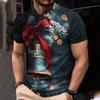 Fashion Men's Crew Neck Short Sleeve 3D Color Printing Casual Short Sleeve Crew Neck T-Shirt