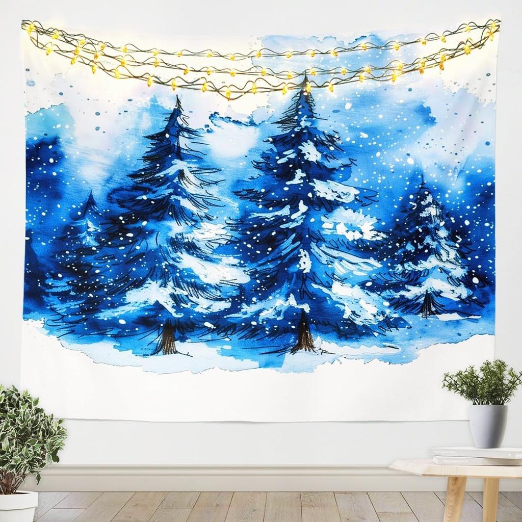 Vintage Merry Christmas Tapestry Santa Claus Tapestry Wall Hanging for Kids Boys Girls Christmas Deer Elk Wall Tapestry Xmas