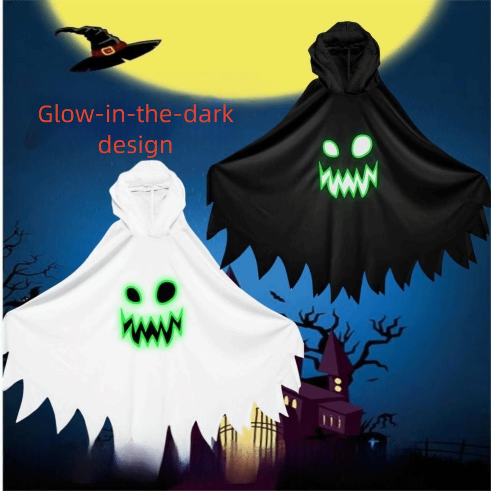 Ghost Face Design Halloween Costume White Black Party Dress-Up Costume Kids Cosplay