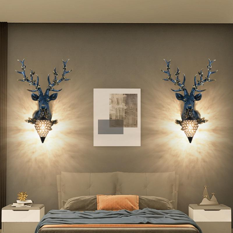 Sika Deer Wealth-Attracting Retro Wall Lamp for Living Room, Bedroom, Hallway, or Staircase