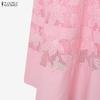 ZANZEA Women Casual Round Neck Short Sleeve Elegant Lace Long Dress