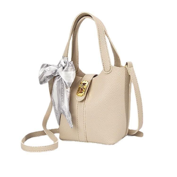 High-end Bag New Trendy Fashion Scarf Handbag Bucket Bag Texture Versatile Shoulder Crossbody Bag French Style