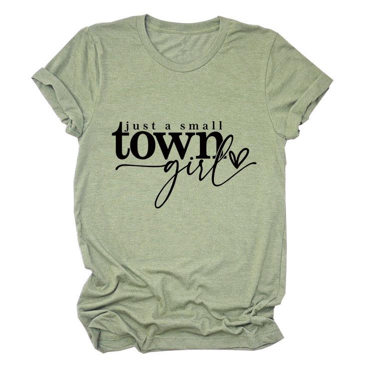 

Casual just a small town letter print fashion ladies short sleeves XXXL