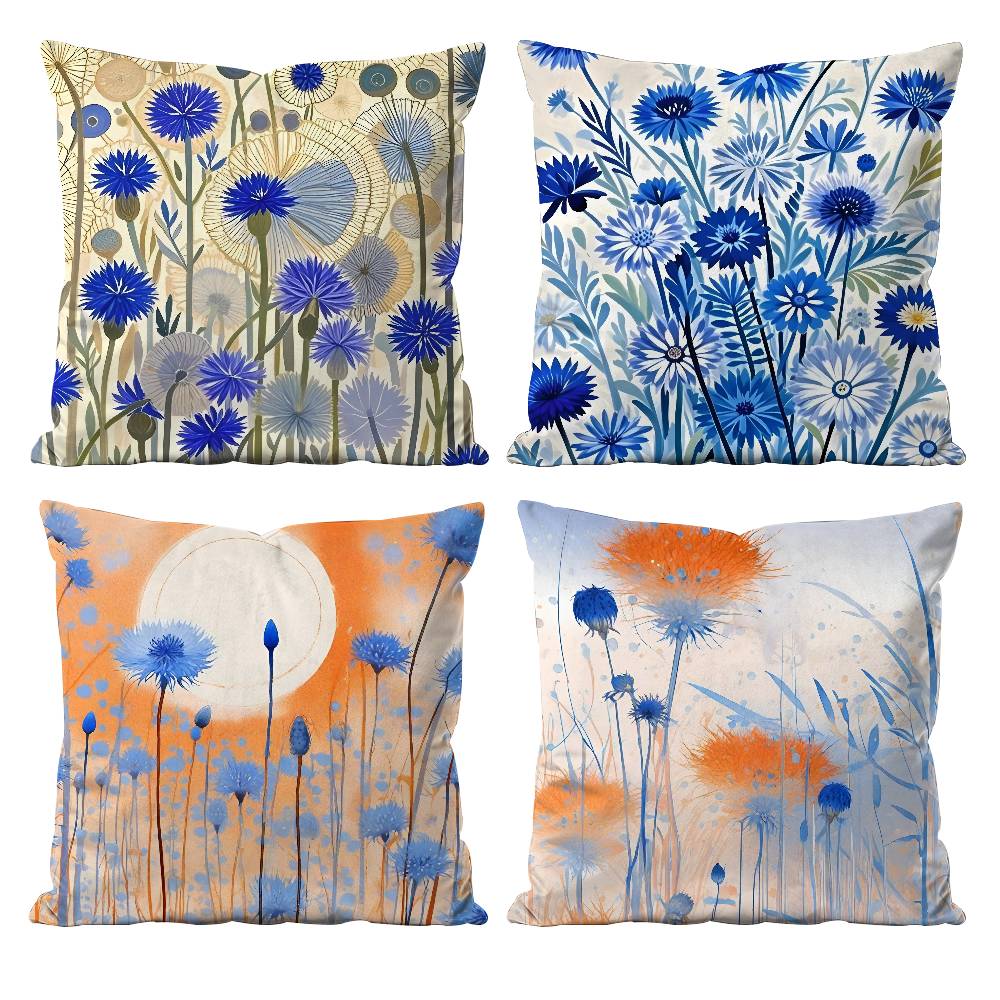 fashion Cornflower Pillow Case Anti-dustmite Pillowcase Invisible zipper silky short plush Sofa cushion cover