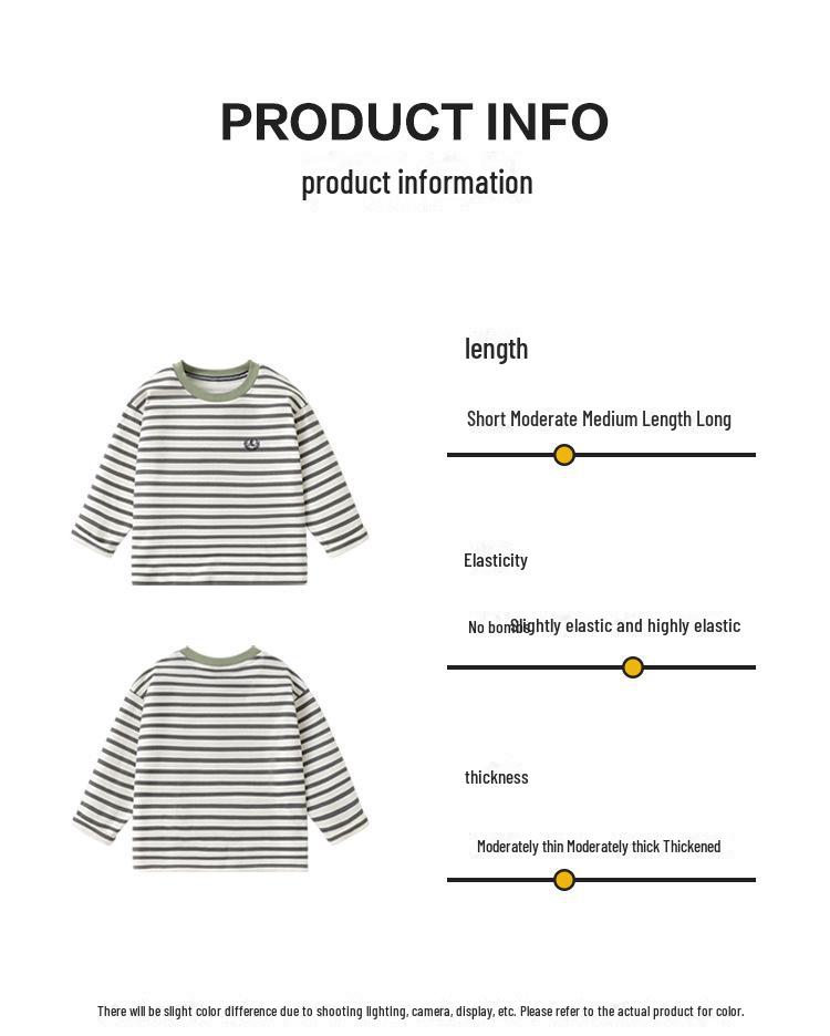 Boys' Striped Long-Sleeve Antibacterial Cotton T-Shirt