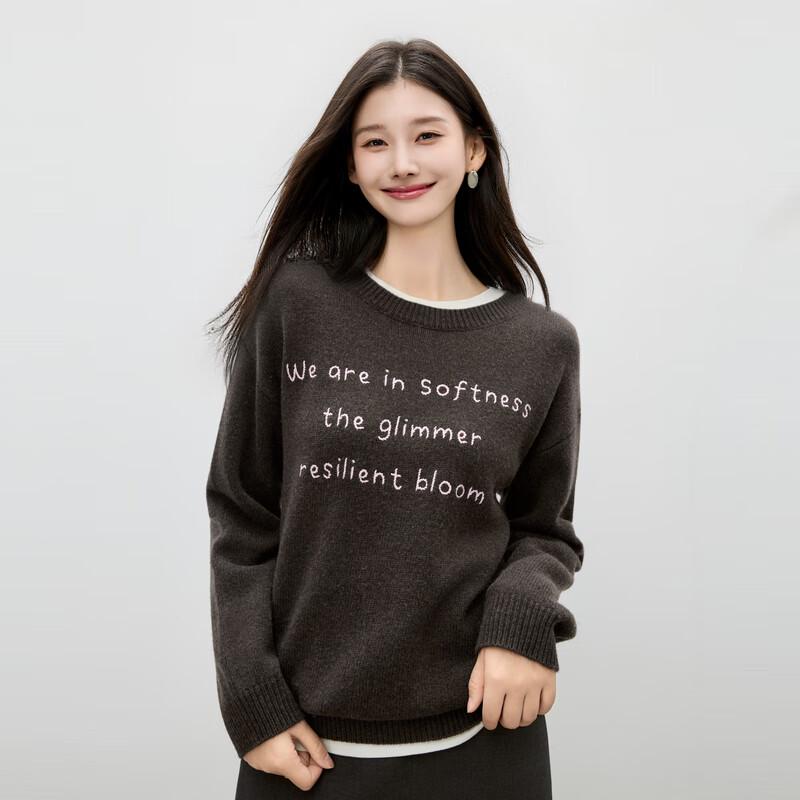 

Qiushui Yiren Women s Color Block Letter Wool Knit Sweater XL
