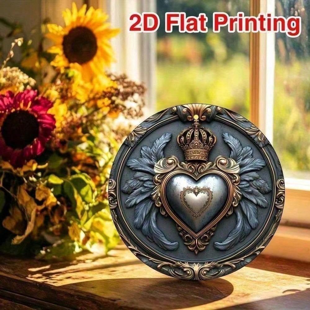 3D Metal Winged Heart Wall Art Sculpture 8x8 Inch Aluminum Plaque Modern Home Decor