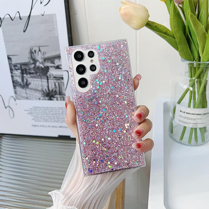 

For Korea for Samsung S24ultra Mobile Phone Case Glue Glitter Sequin S25plus Soft Case A16 Fashion S23 For Samsung A14