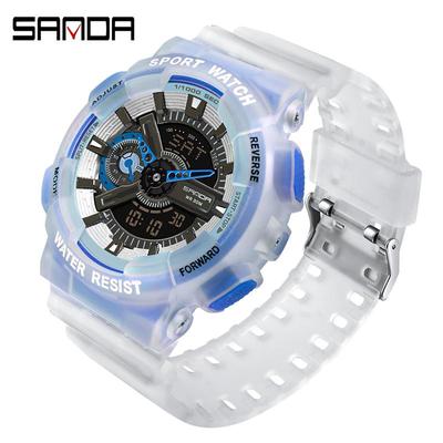 Orologio SANDA Sportivo e da Tempo per Studenti Maschi alla Moda Funzione Luce Notturna Doppio Display Digitale Orologi Elettronici per Coppia
