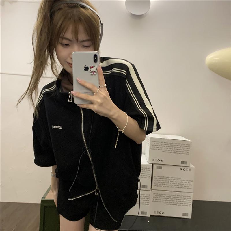 Women's 2024 Summer Striped Cardigan & Shorts Set - Fashionably Casual & Slimming