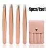 1/1pc Stainless Steel  Eyebrow Tweezers Kit Eyebrow Eyelash Tweezers with Storage Bag Beauty Salon Home Hair Removal Tweezers