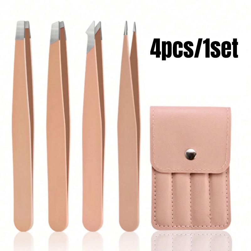 1/1pc Stainless Steel Eyebrow Tweezers Kit Eyebrow Eyelash Tweezers with Storage Bag Beauty Salon Home Hair Removal Tweezers