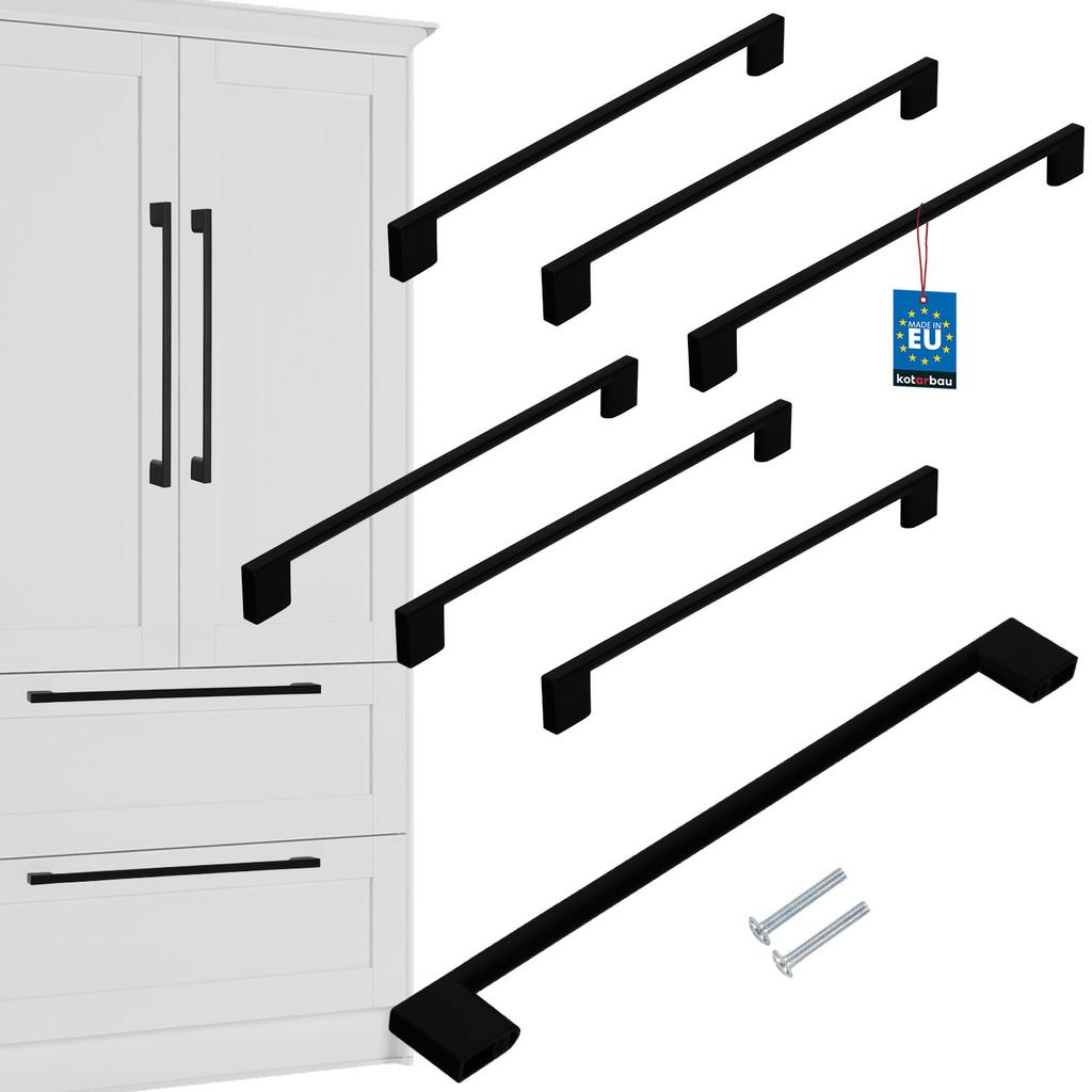 KOTARBAU® Kitchen Furniture Handle Classic Modern Oblong Long Matte Black 289 MM Spacing 256 MM Set of 6