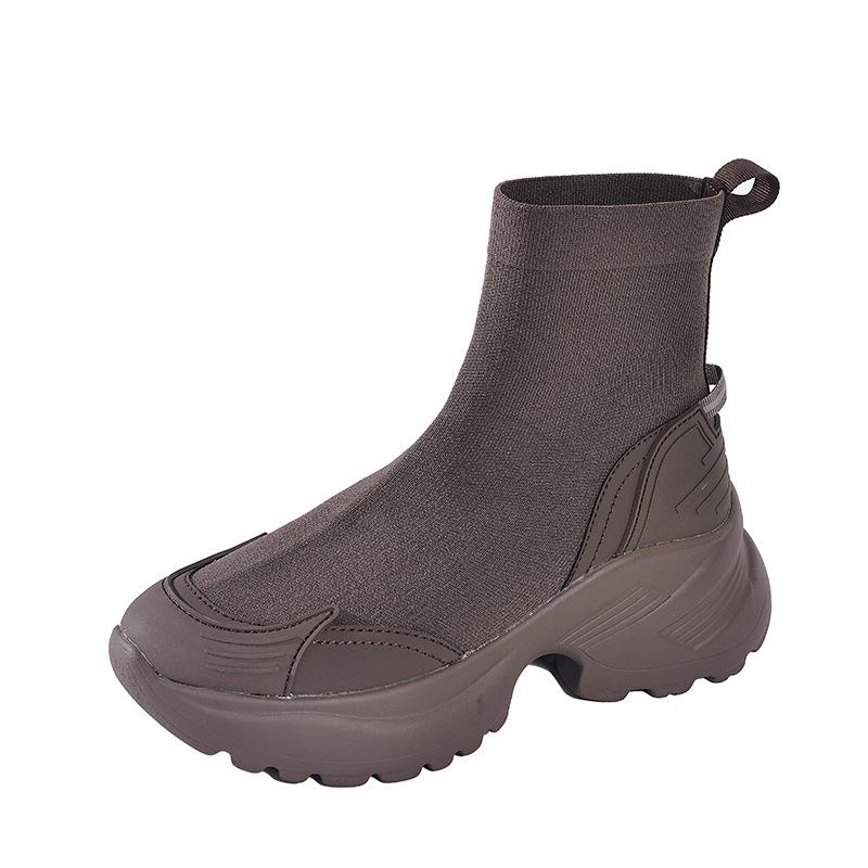 Short socks boots heightened thick-soled elastic thin boots 2025 new breathable Martin boots casual sports short boots women's