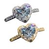 Cubic Zirconia Heart Ring Rhinestones Band Women Ring Sparkling Engagement Ring Wedding Anniversary Gift for Her Wife Girlfriend