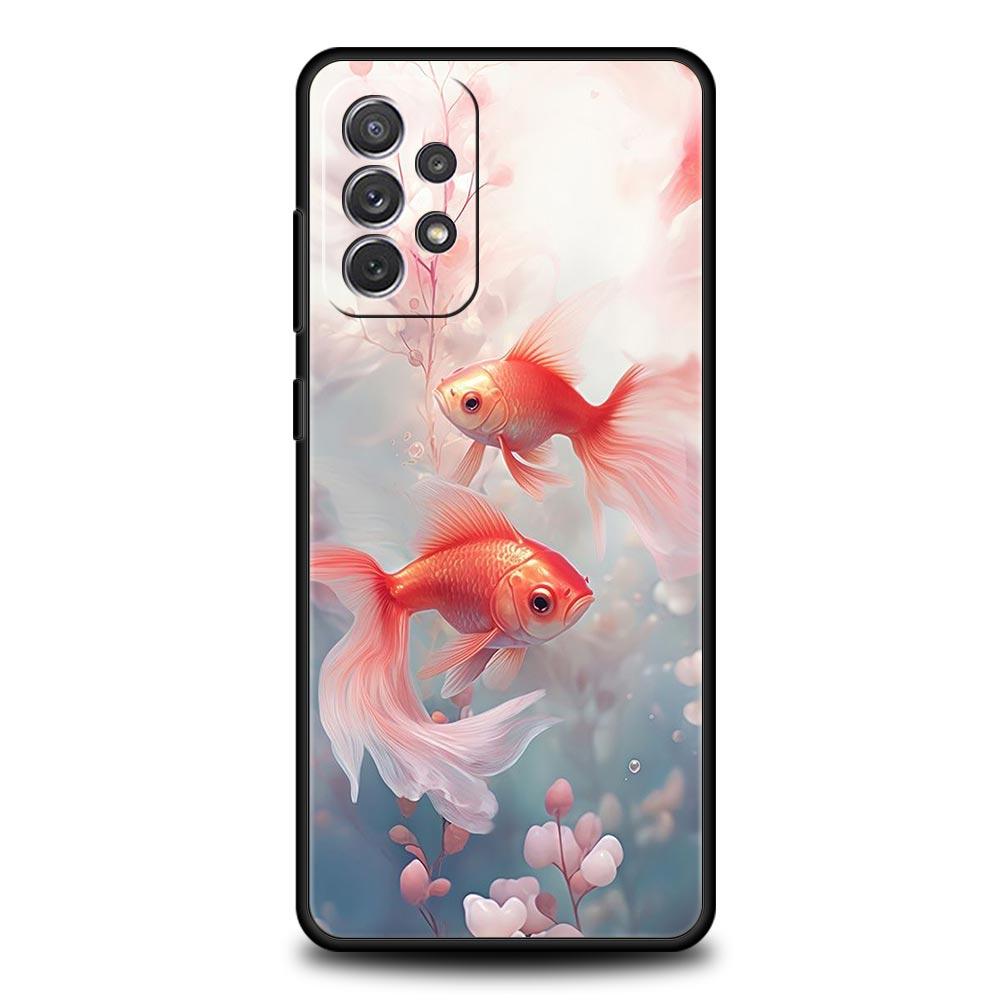 

Goldfish Swimming Phone Case for Samsung Galaxy A55 A35 A15 A14 A13 A25 A54 A51 A71 A72 A73 A32 A52 A41 5G Soft TPU Shell Capas Samsung A13 5G
