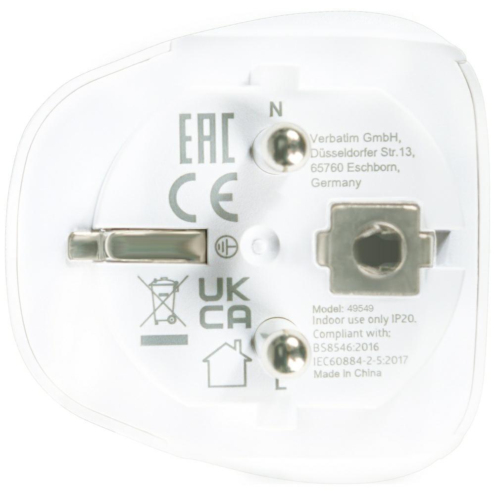 Verbatim Adapter Podróżny Eu/Uk/Uswteu-02 Biały/White 49549