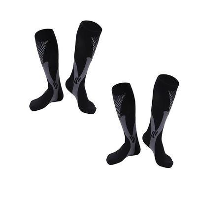 Sweetimes Compressão Esportiva Power Stretch Compressão Panturrilha Conjunto de 2 Meias, Meias, Meias, Suportes, 2, #182 (Preto, Pares, S/M)