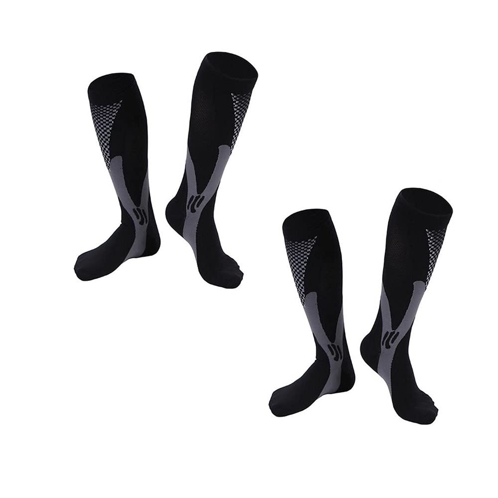 Sweetimes Compression Sports Power Stretch Compression Calf Set of 2 Socks, Socks, Socks, Supports, 2, #182 (Black, Pairs, S/M)