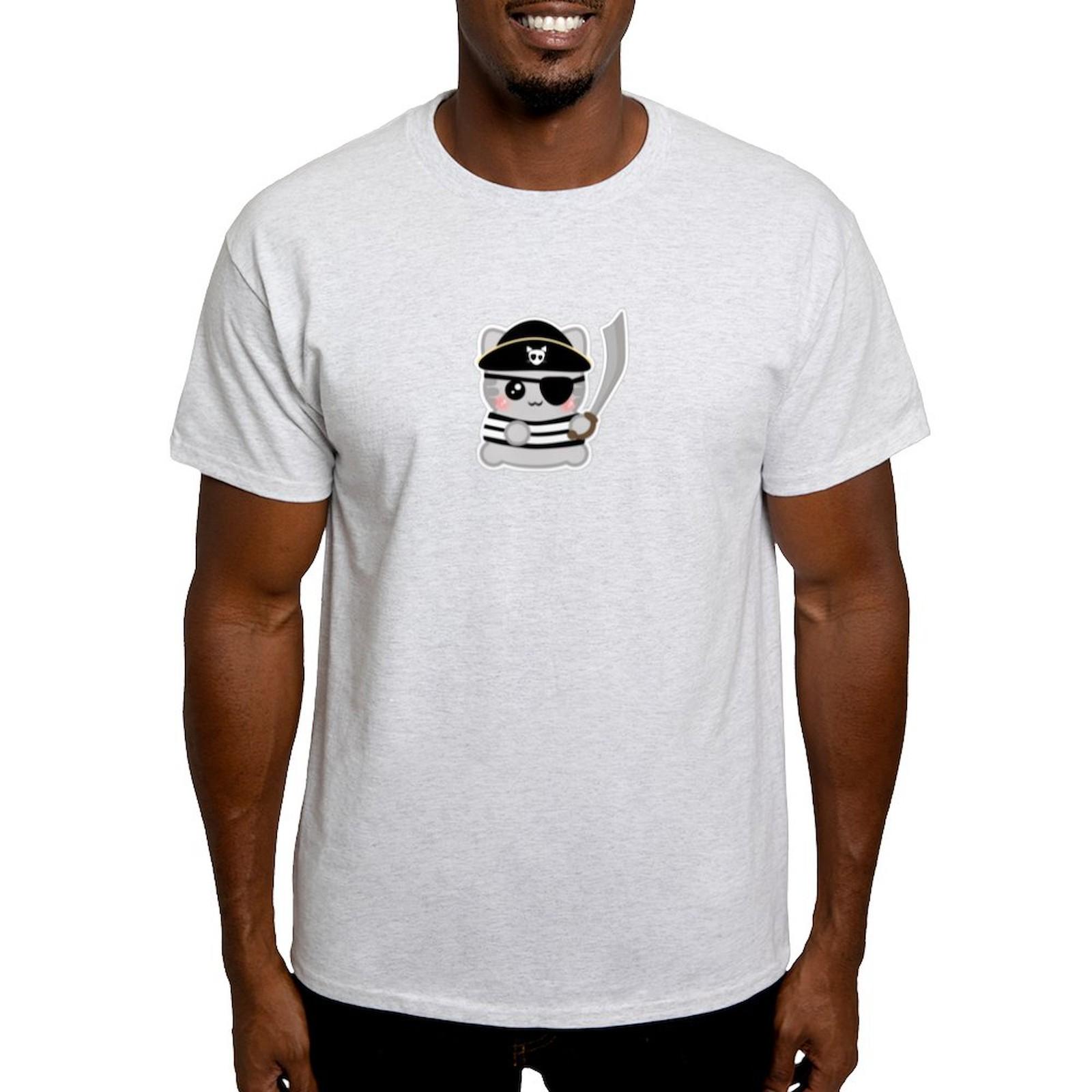 CafePress Pirate Neko Light T Shirt 100% Cotton T-Shirt (182184973) S