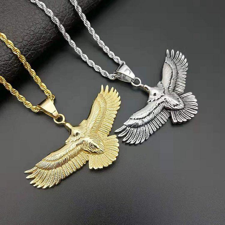 European and American Cross-border, Retro Punk Jewelry, Polished Smeared Eagle Pendant Pendant.