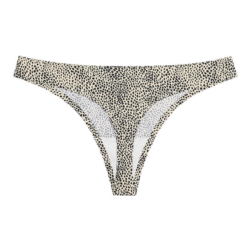 

European and American leopard print seamless thong low waist sexy breathable sports ice silk underwear women s quick drying can be cut at will S