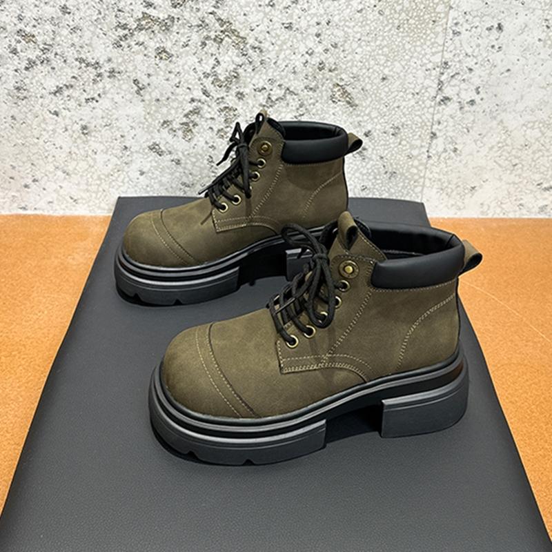 Women's Ankle Boots and Short Boots Thick-soled Lace-up Color-blocked Casual Women Shoe Autumn/winter Work Boots Female