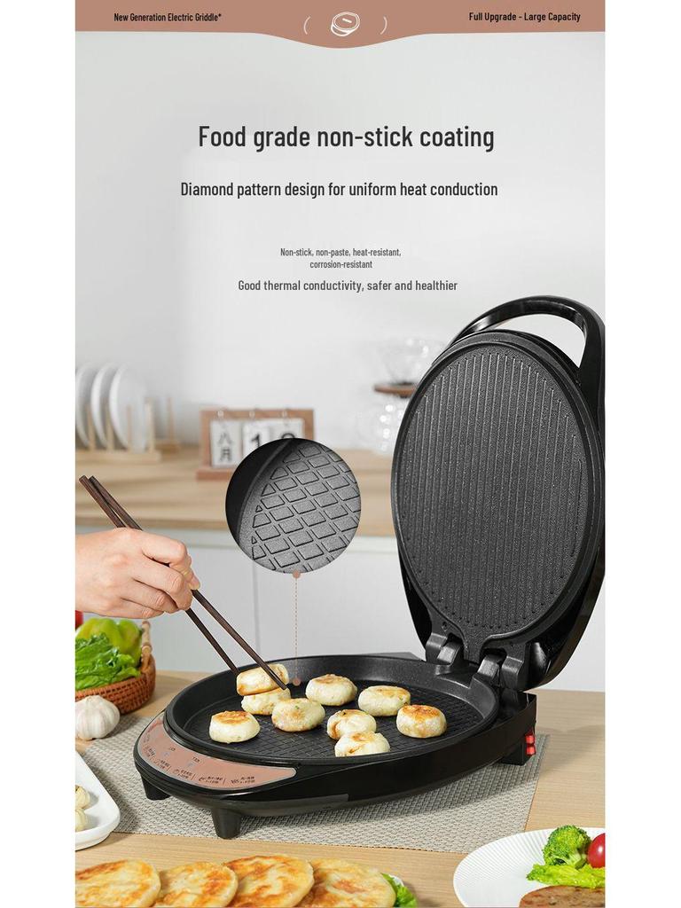 Electric Griddle with Increased Depth: Multi-functional Double-Sided Cooking Pan for Frying, Grilling, Baking, Crepes, and Pancakes
