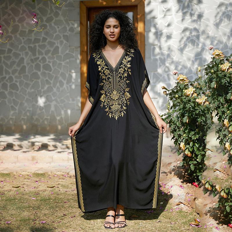 2024 Cotton Embroidered Vacation Plus Size Beach Dress Cover-up