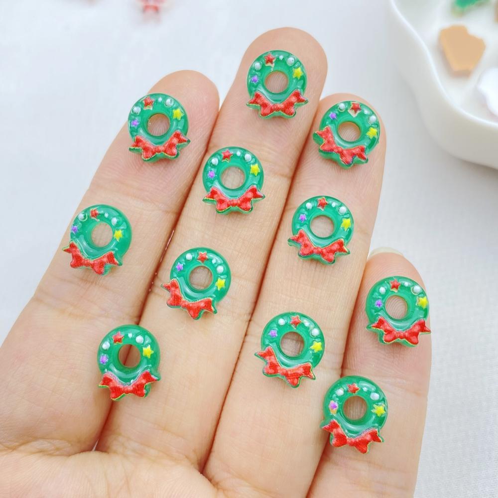 50Pcs New Cute Resin Small Santa Claus, Snowman, Tree Series Flat Back Ornament Jewelry Making Manicure Hairwear Accessories
