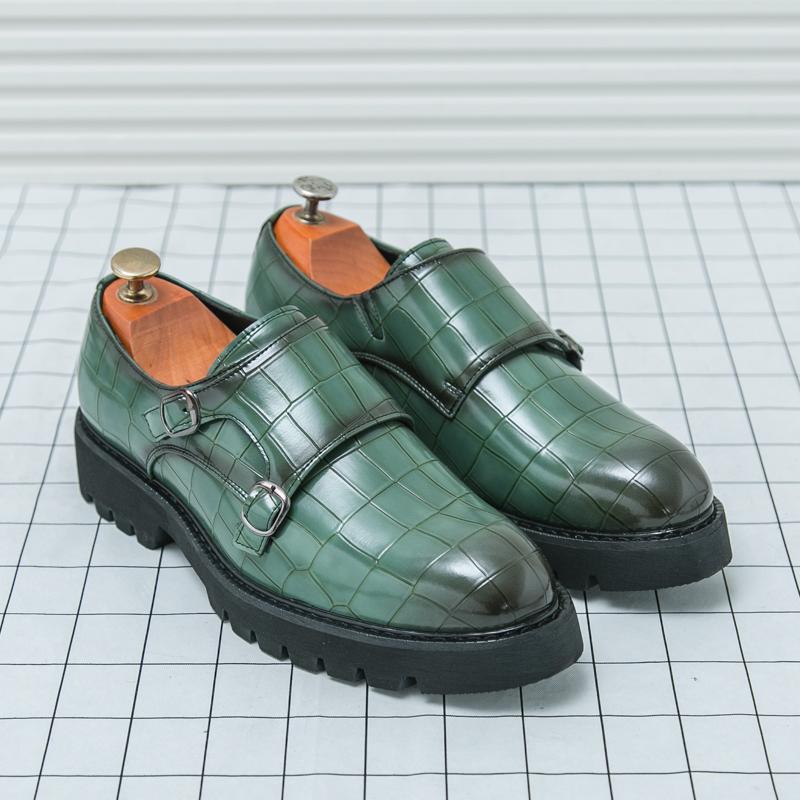 Fashion Korean Style Men Thick Soled Casual Leather Loafers Shoes Height Increase Formal Dress Slip On Shoes for Business Office