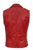 Handmade Men's 100% Real Leather Red Waistcoat Button Western Vest Coat Lambskin