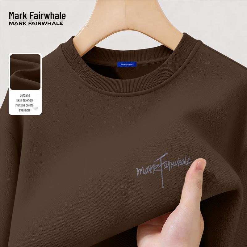 Mark Fairwhale Men's Letter Print Heavyweight Crew Neck Sweatshirt