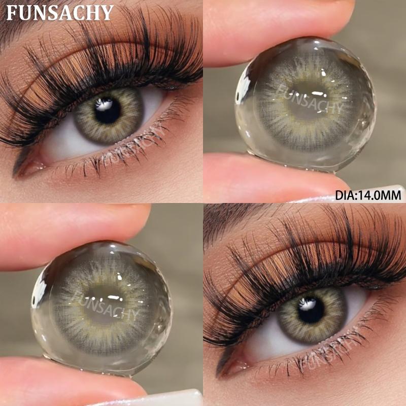 FUNSACHY 1 Paar Myopie-Linsen Farbige Kontaktlinsen mit 0~-8.00 Dioptrien Kosmetische Natürliche Schwarze Big-Eyes-Jahreslinsen