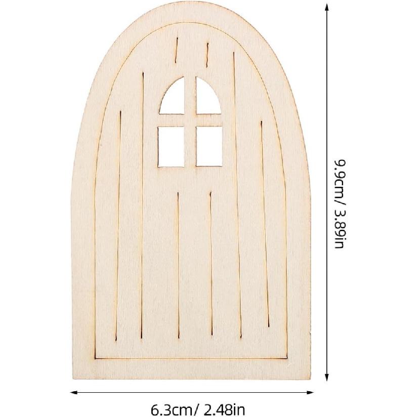 10pcs Wooden Fairy Doors, Unpainted Miniature Doors for DIY Crafting, Garden Mini Fairy House Decor, Unfinished Craft Accessories for Wall
