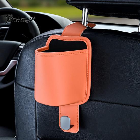 Hidden Car Organizer Leather Door Cup Holder, Multifunctional Vehicle Drink Hanger Holder for with Headrest Hooks, Window Drinks Phone Universal