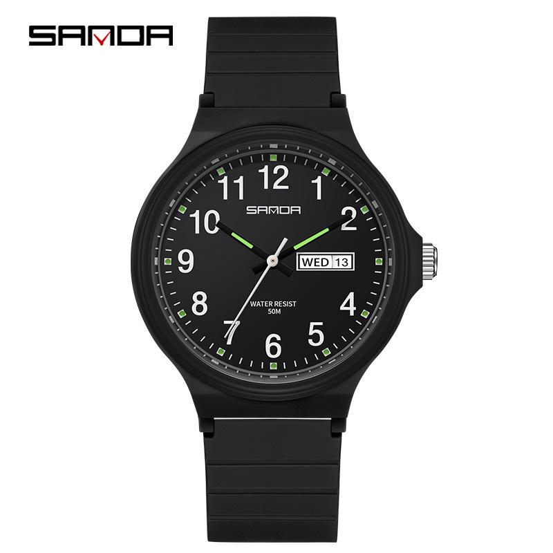 Sanda Unisex Jugend Quartz Prüfungsuhr mit Doppelkalender