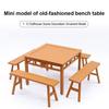 1 Set Miniature Dining Table Bench Vintage Mini Square Table Long Bench Model