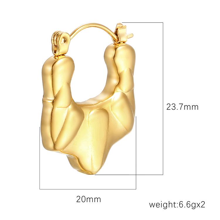 Stainless Steel Irregular Earrings Simple Women's Trend Plated 18K Gold Light Luxury Premium Earrings