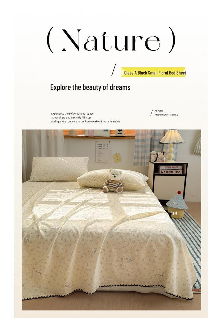 Class A Full Cotton Double Layer Gauze Bed Sheet & Pillowcase Set (3-Piece) for All Seasons