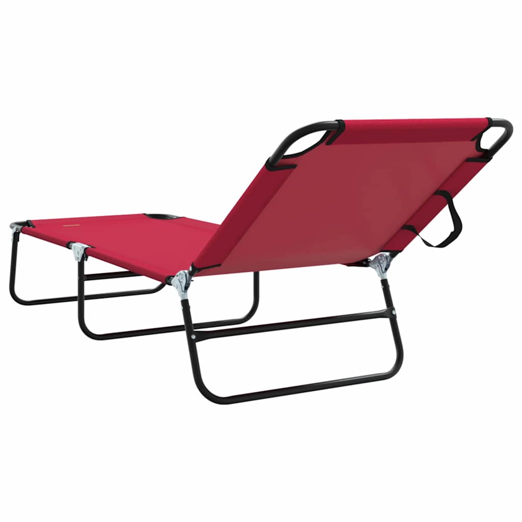 Folding Sun Lounger Red 188 x 57 x 86.5 cm Polyester