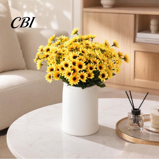 Non-fading Artificial Blooms 24 Heads Sunflower Bouquet, Lifelike Silk Daisy, Flexible Stems DIY Realistic Petals Floral Arrangement for Home Desktop