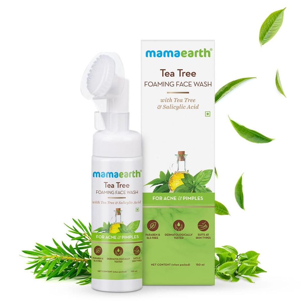 Mamaearth Tea Tree Foaming Face Wash For Acne & Pimples | Gently Cleanses, Removes Oil, Antibacterial | 150 ml | Pack Of 1