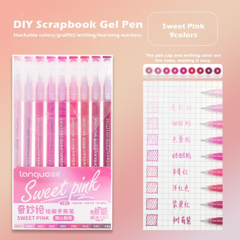 9Colors/Set Multi-color Color Gel Pen Quick Drying Mark Pens Hand Accounting Pen Set  Stationery
