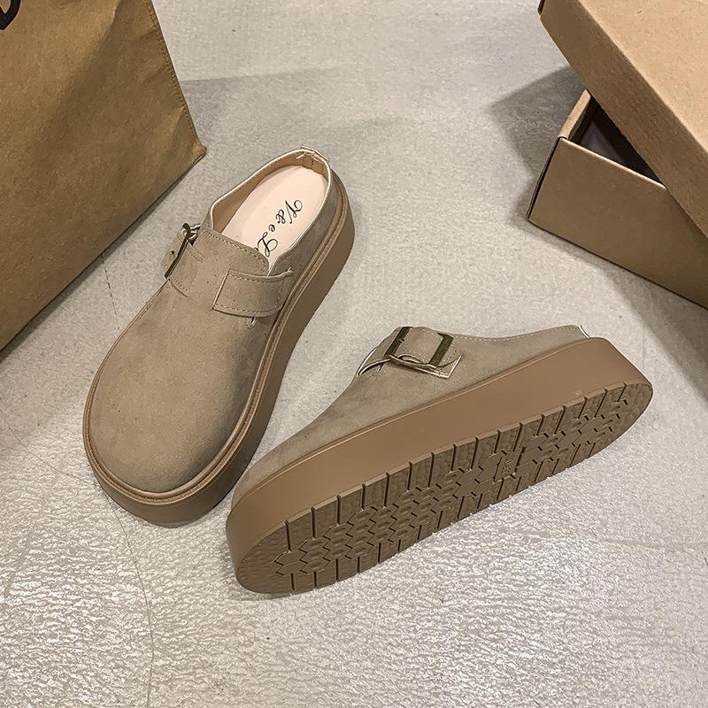 Thick-soled New Temperament Shoes Bag Head Half Slippers Women's Slippers Spring and Autumn 2025 Sense Senior Outer Wear